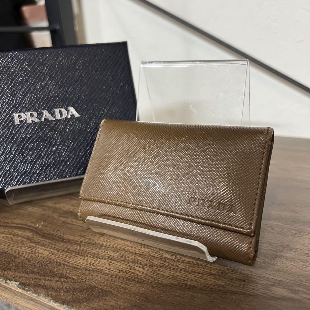 PRADA ブラウン レザー キーケース 186322 PRADA ブラウン レザー キーケース 186322