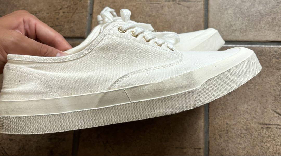メゾンキツネ スニーカー レースアップ キャンバス ホワイト キャンバス レースアップ スニーカー | Maison Kitsuné