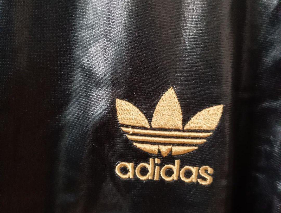 Adidas 刺繍 トラックジャケット ブラック ゴールド ビッグサイズ