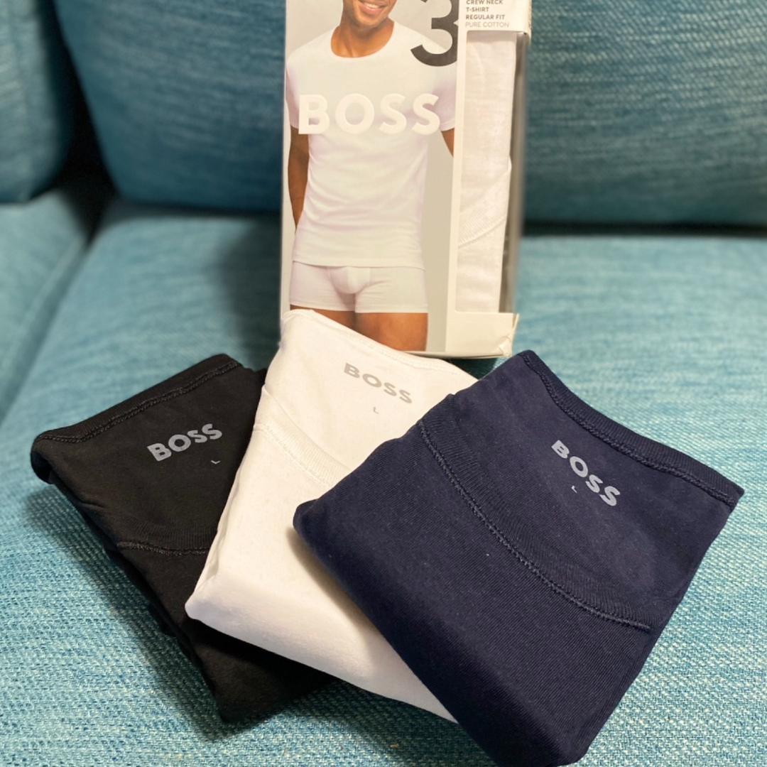 【Hugo Boss】チェスト ロゴ クルーネック Tシャツ 3枚セット ♪ BOSS 新作未使用 チェストロゴ クルーネック Tシャツ 3枚セット