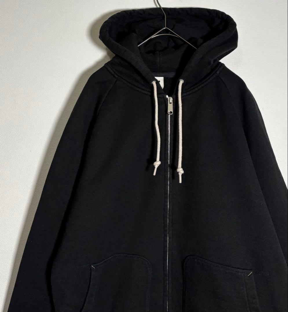 MHL. ブラックダブルジップパーカー Lサイズ MHL マーガレットハウエル ダブルジップ 無地 ジップアップパーカー