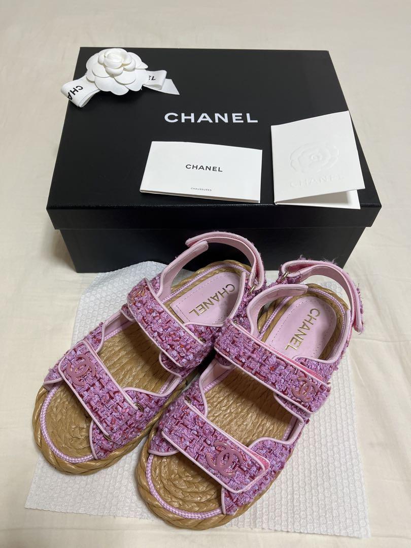 シャネル CHANEL スポーツサンダル フットベット ツイード 38 シャネル CHANEL スポーツサンダル フットベット ツイード 38
