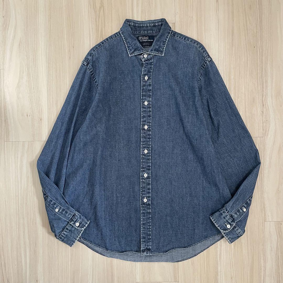 ラルフローレン デニムシャツ 縦落ち ヴィンテージ Ralph Lauren