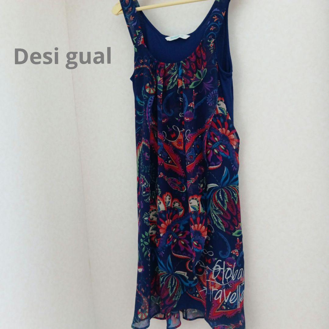 Desi gual デシグアル　ノースリーブ花柄ワンピース　Мサイズ