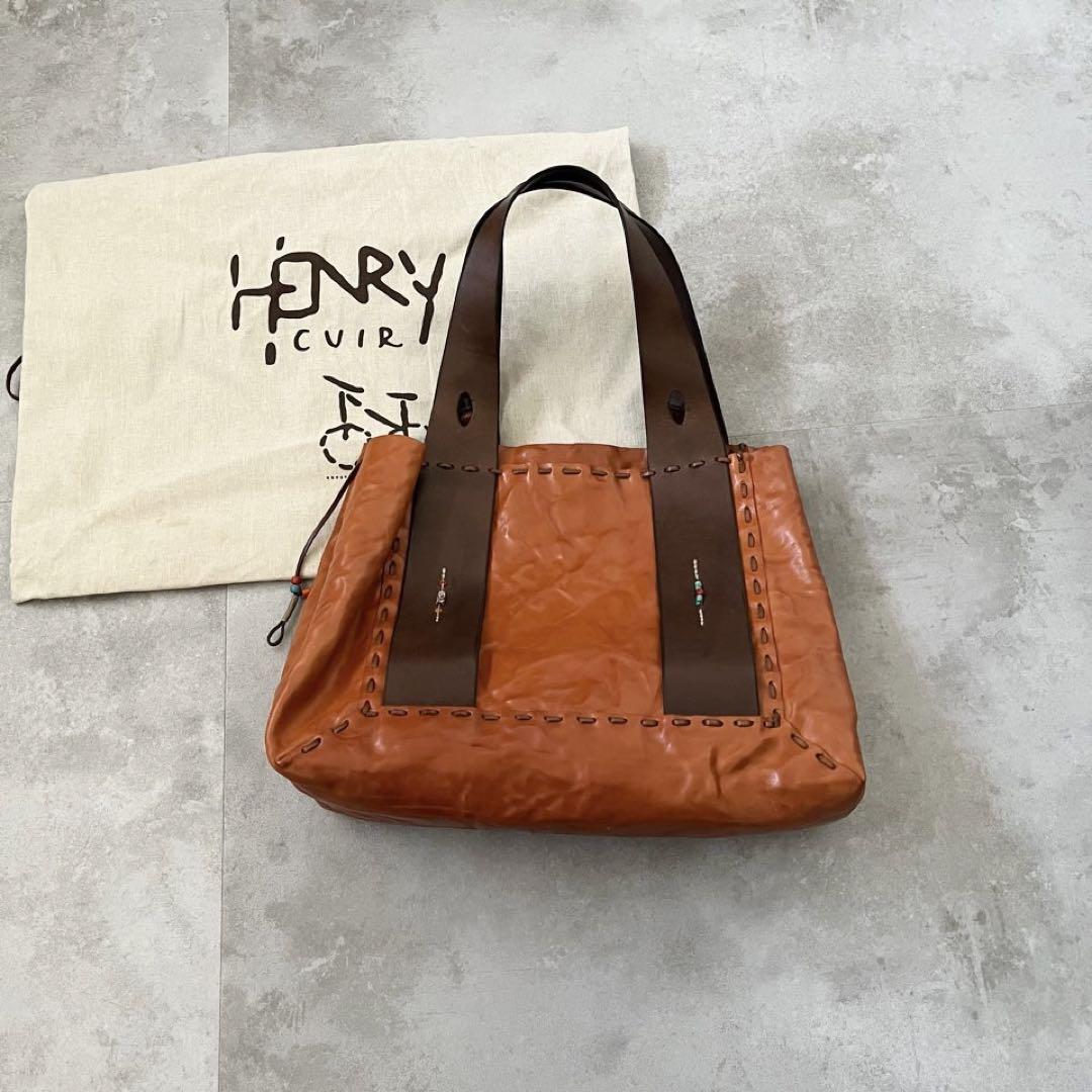希少 HENRY CUIR アンリークイール レザー トートバッグ