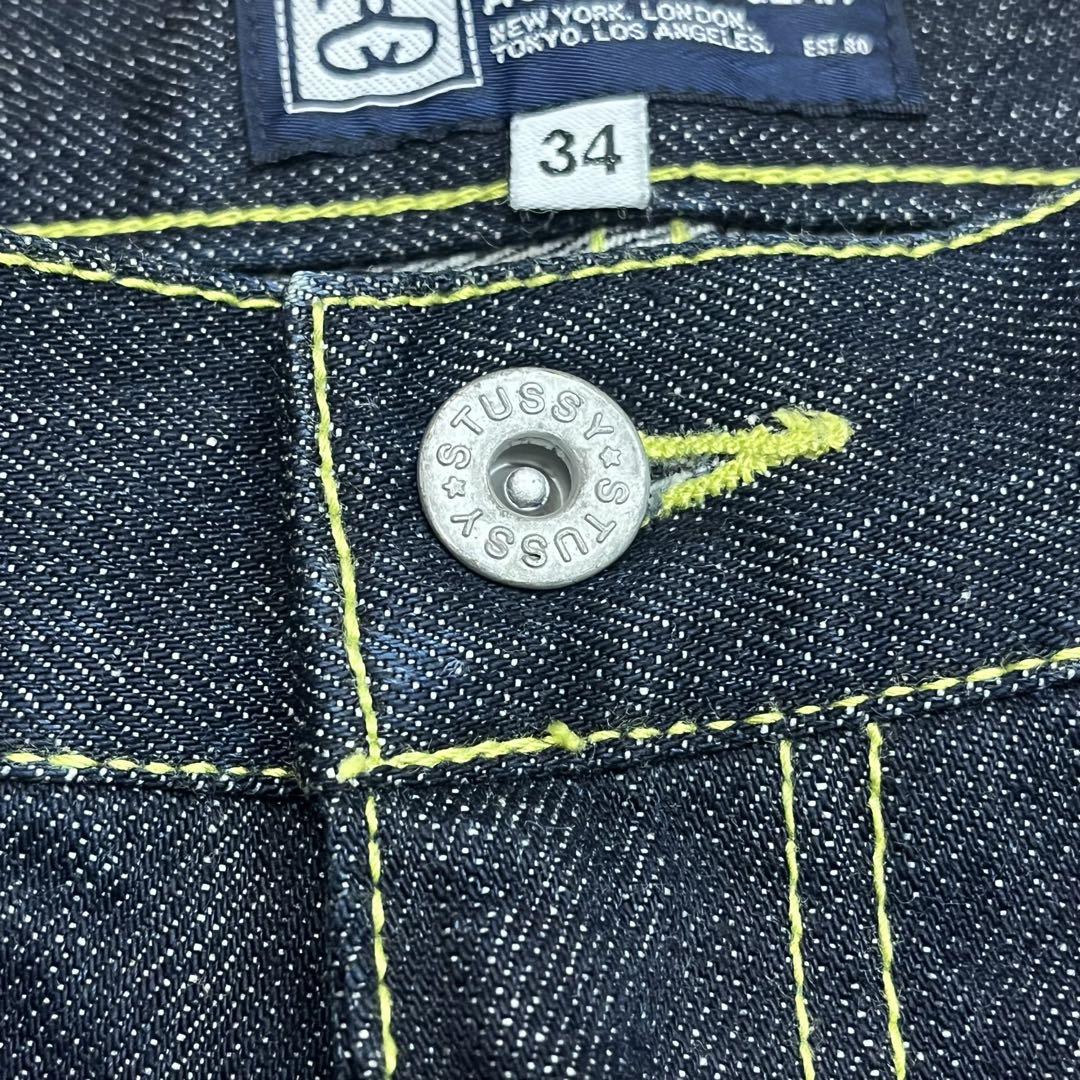 stussyバックプリント デニムパンツ　ハーフパンツ　サイズ34 ステューシー