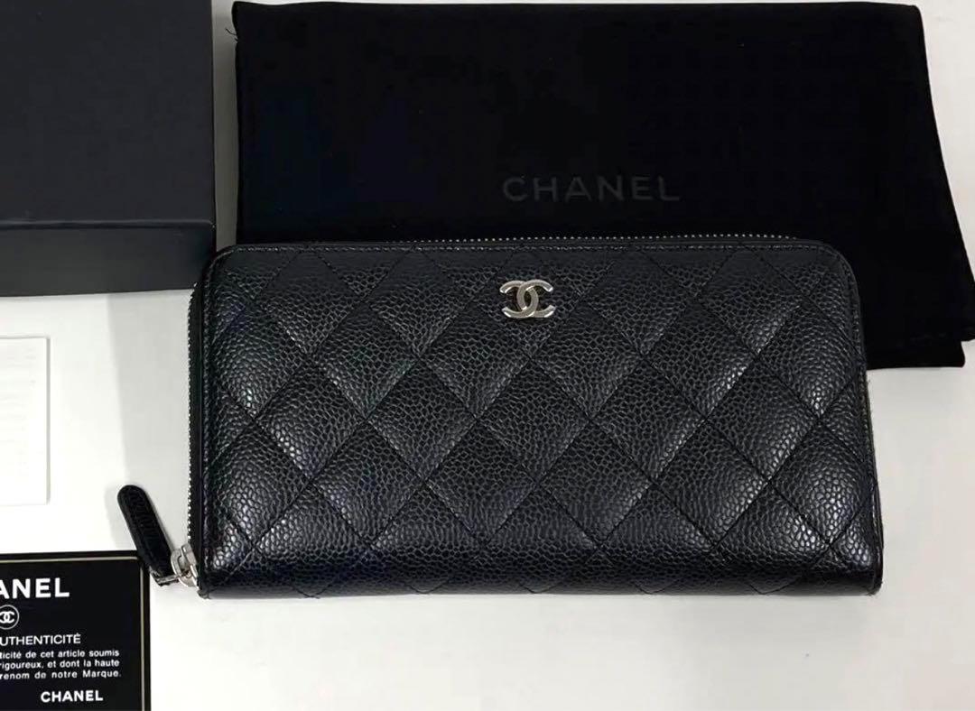 格安 美品♡シャネル♡マトラッセ キャビアスキン ブラック 長財布 25番台