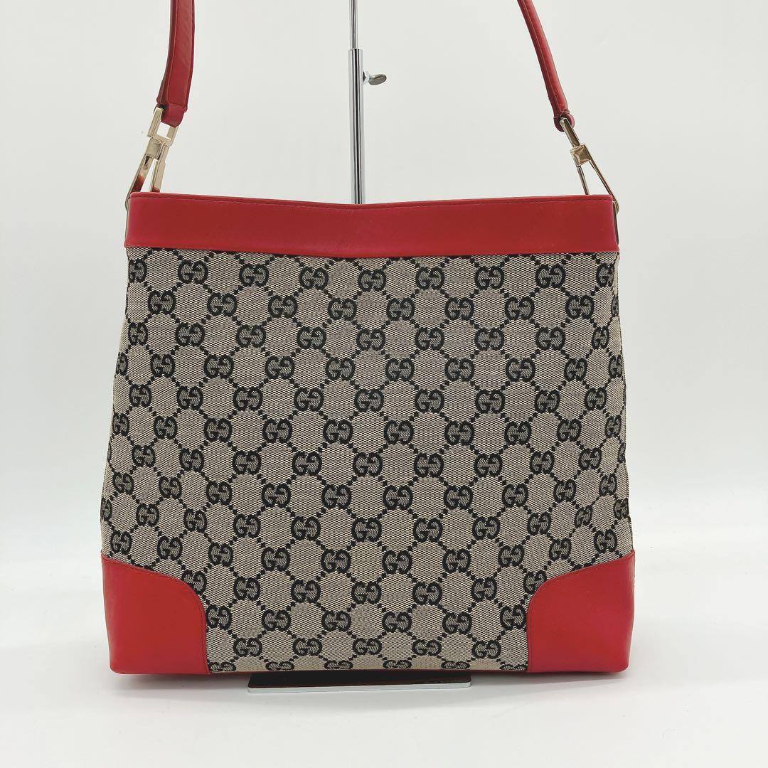 GUCCI】 ハンドバッグ トップハンドル GGキャンバス レザー ベージュ