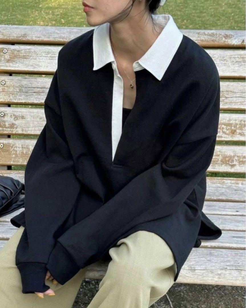 DEEP NECK WIDE RUGBY SHIRTトップス