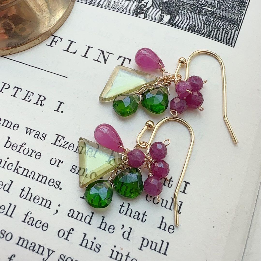 ♢7月誕生石♢希少スタールビー スフェーン 14kgf ピアス/イヤリング