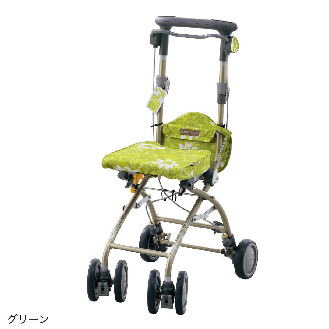 特価！送料込　シルバーカー　花柄グリーン　敬老の日に嬉しいプレゼントを。手押し車