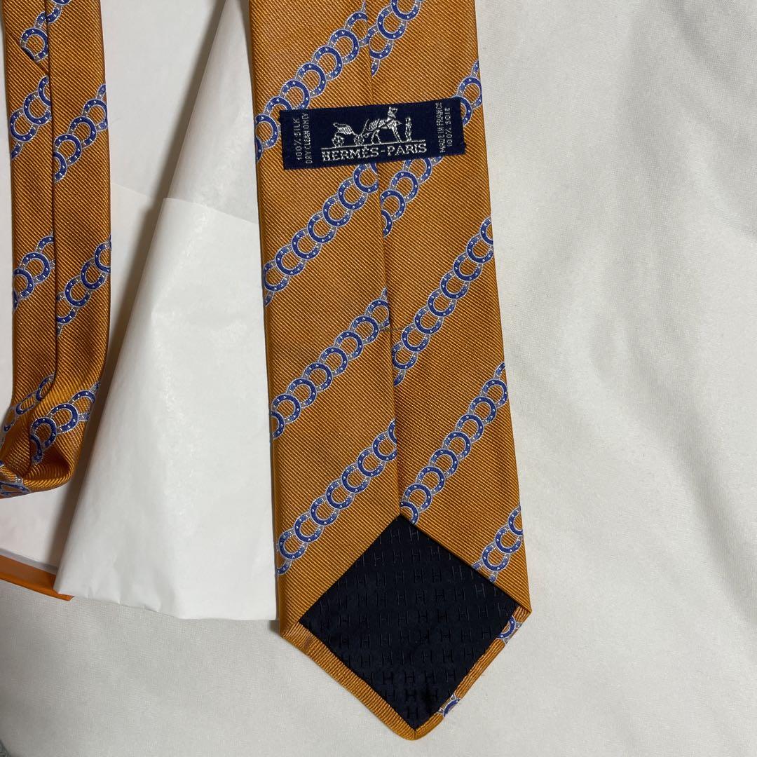 【完売】  HERMES メルカリ - 758924T オレンジ メンズネクタイ シルク 小物