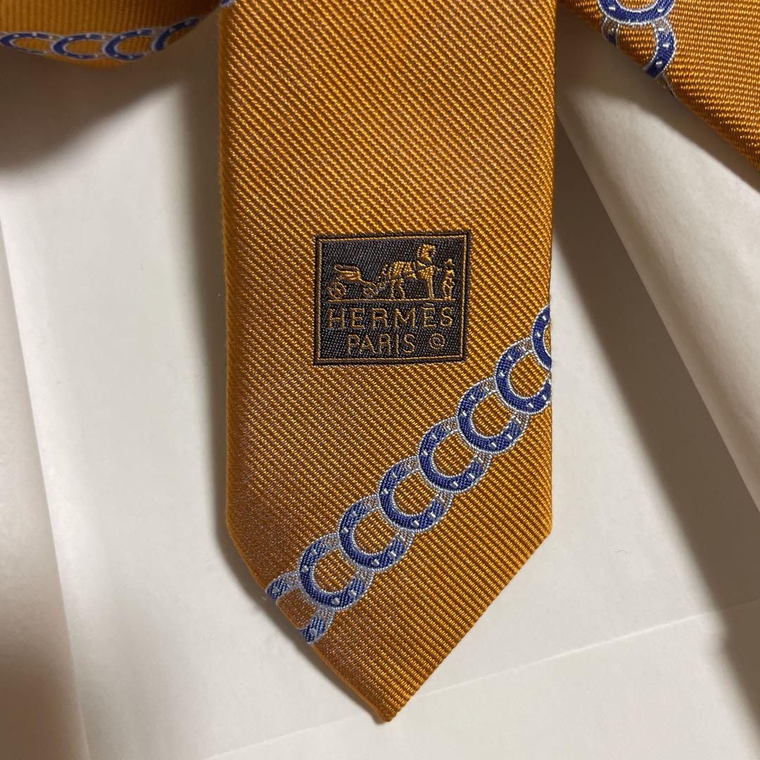 【2025春夏新色】 HERMES シルク メルカリ - 758924T オレンジ メンズネクタイ 小物