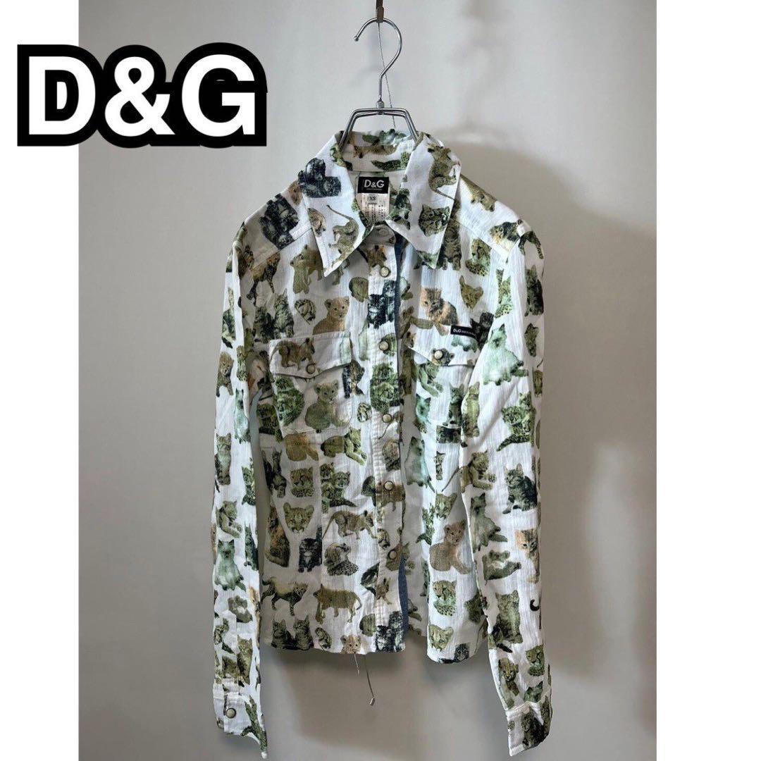 D&G ドルガバ シャツ カッターシャツ Yシャツ アニマル ブラウス 長袖XS