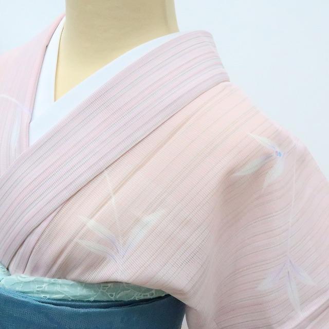 Y2177◆美品 洗える夏着物 絽 誂えポリエステル 手縫い仕立て 小紋