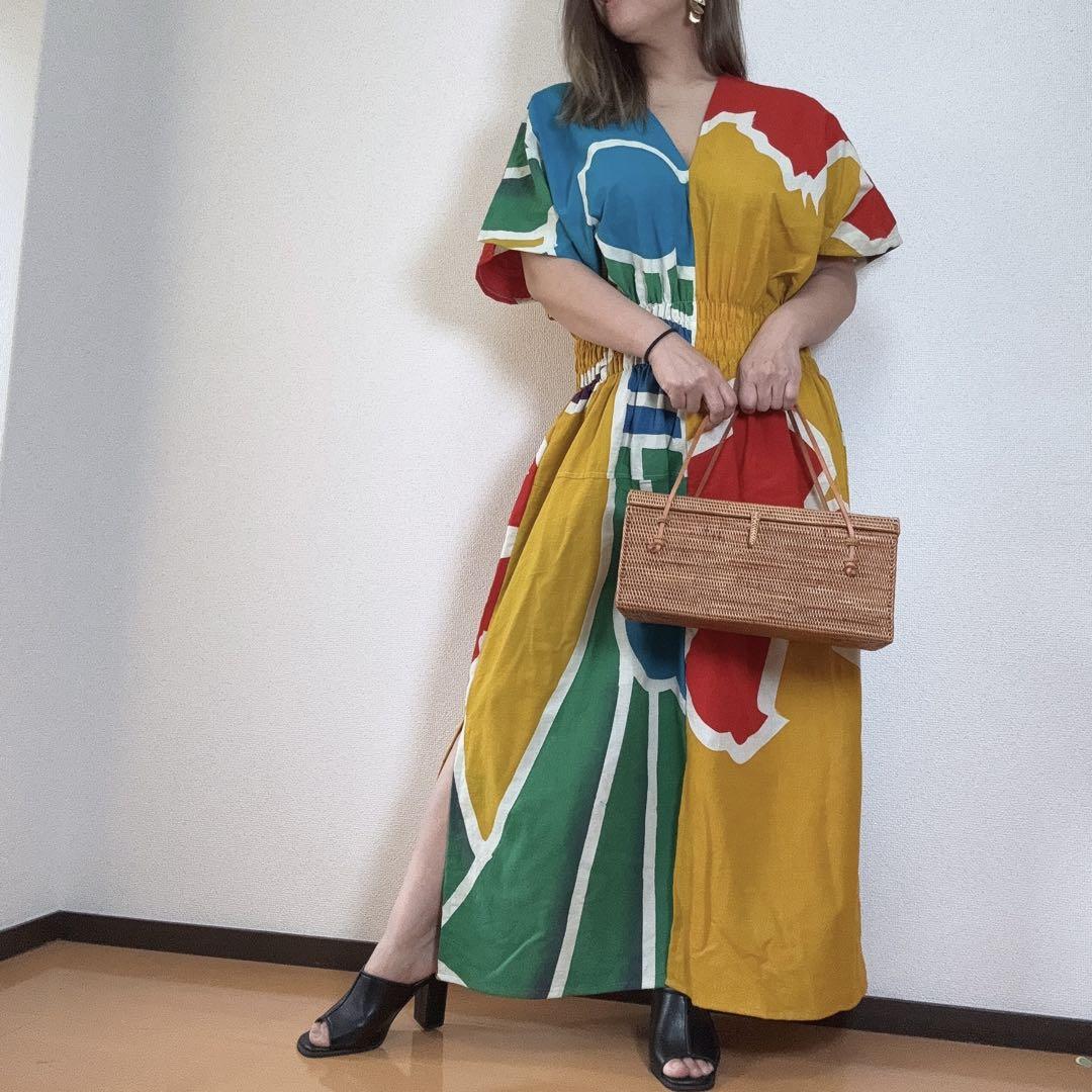 大漁旗　ワンピース ハンドメイド　ロング　派手　個性的　本染　古旗　A