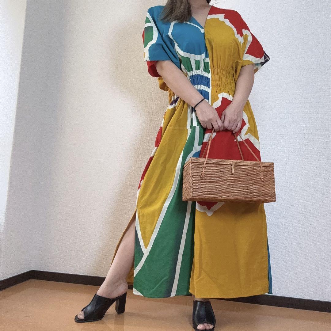 大漁旗　ワンピース ハンドメイド　ロング　派手　個性的　本染　古旗　A