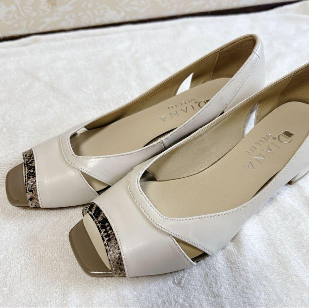 新品　ダイアナ　ウェルフィット　オープントゥ　パンプス　ベージュ　24 新品 DIANA ダイアナ オープントゥ パンプス 24 ベージュ - メルカリ