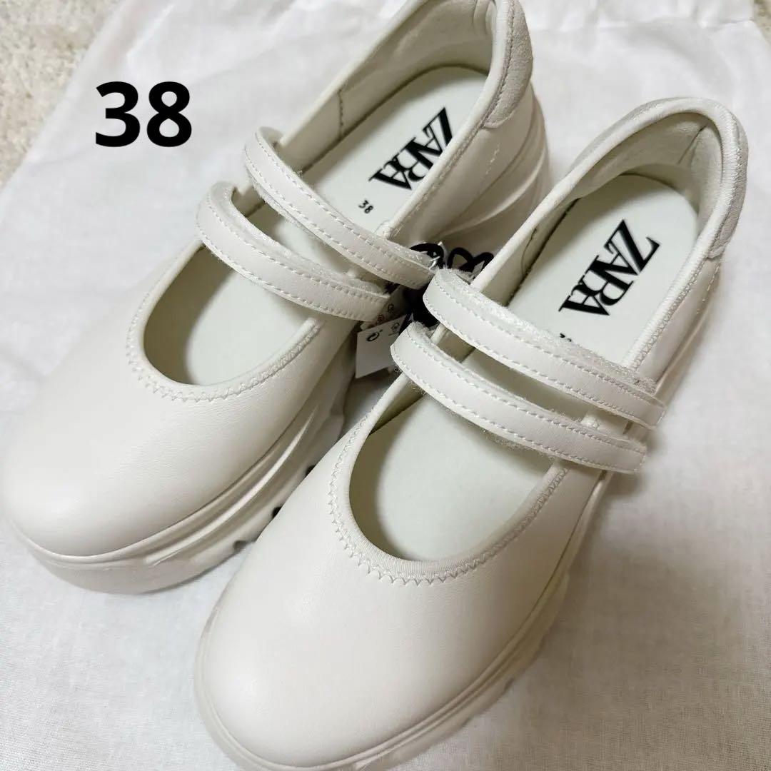 ZARA ザラ　バレエフラットスニーカー　38 白　ホワイト ファッション 通販ファッション - ZARA バレエフラット