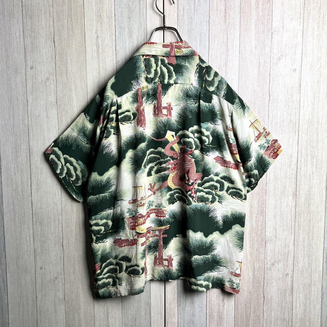 2934【希少・美品】サンサーフ ドラゴン レーヨン オープンカラーシャツ