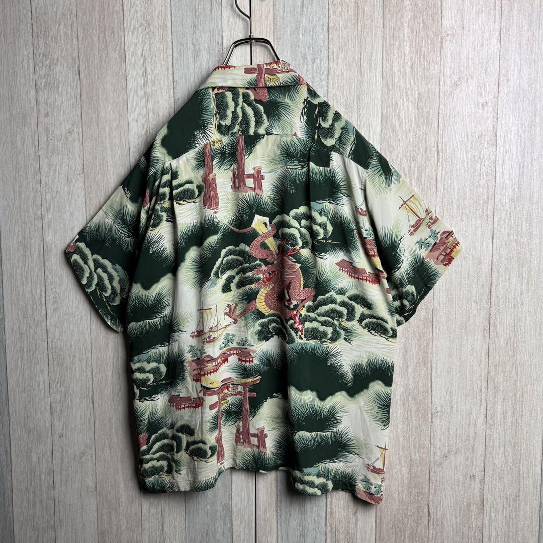 2934【希少・美品】サンサーフ ドラゴン レーヨン オープンカラーシャツ