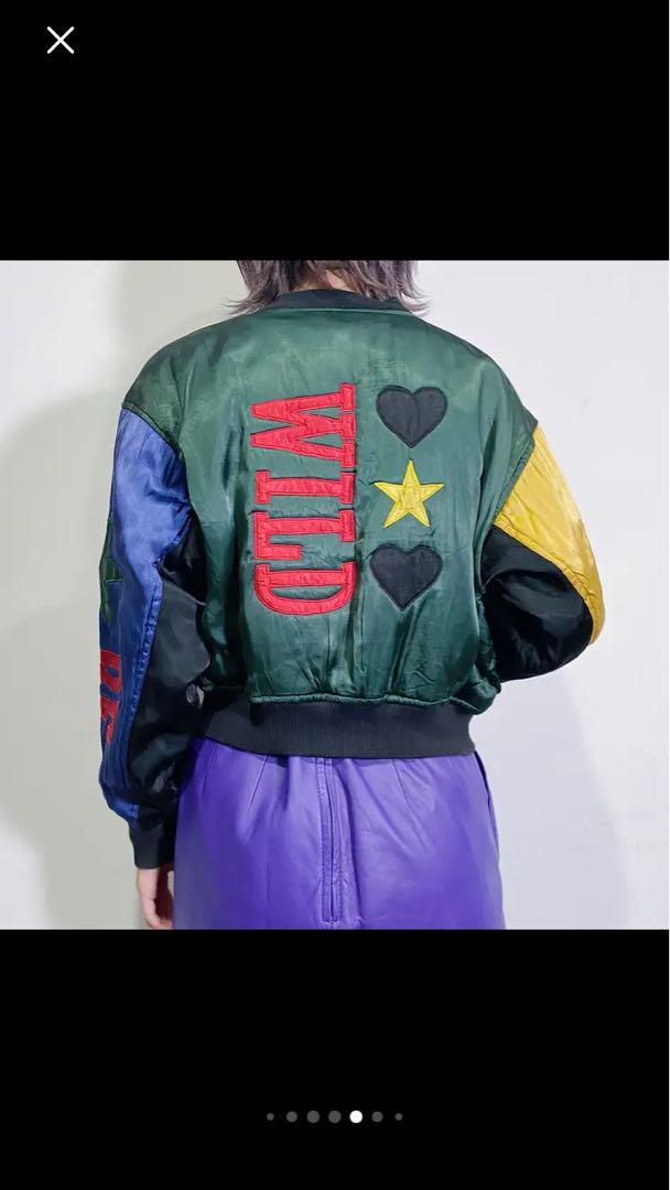 80s クレイジーパターン　サテンジャケット