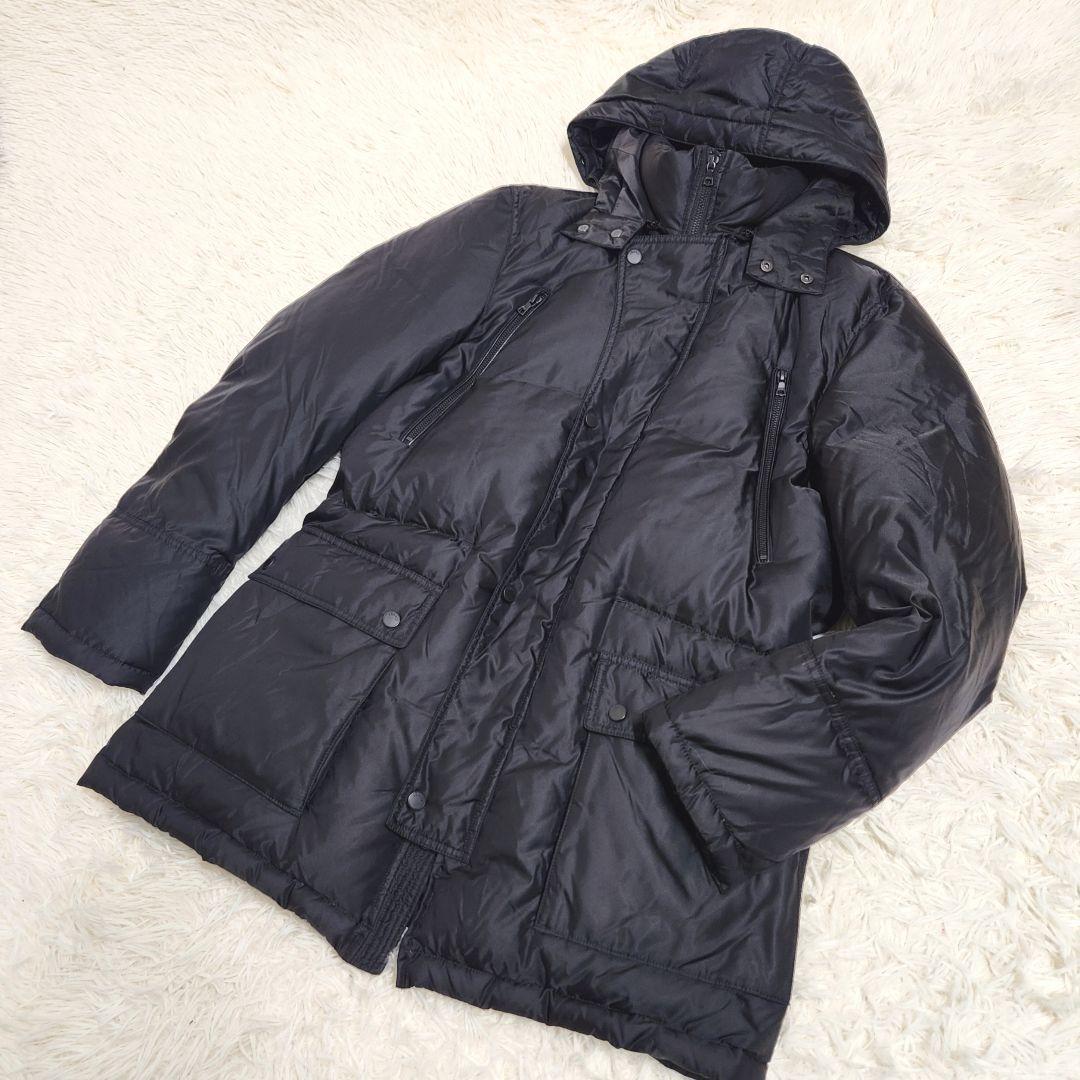 Theory ブラック ダウンジャケット フード付き 美品】 theory フード付き ダウンジャケット 大きめ L ブラック
