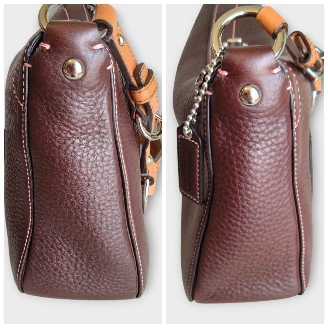 今週のおすすめ製品 未使用】COACH ショルダーバッグ 焦茶 8A38 ターンロック 本革 バッグ