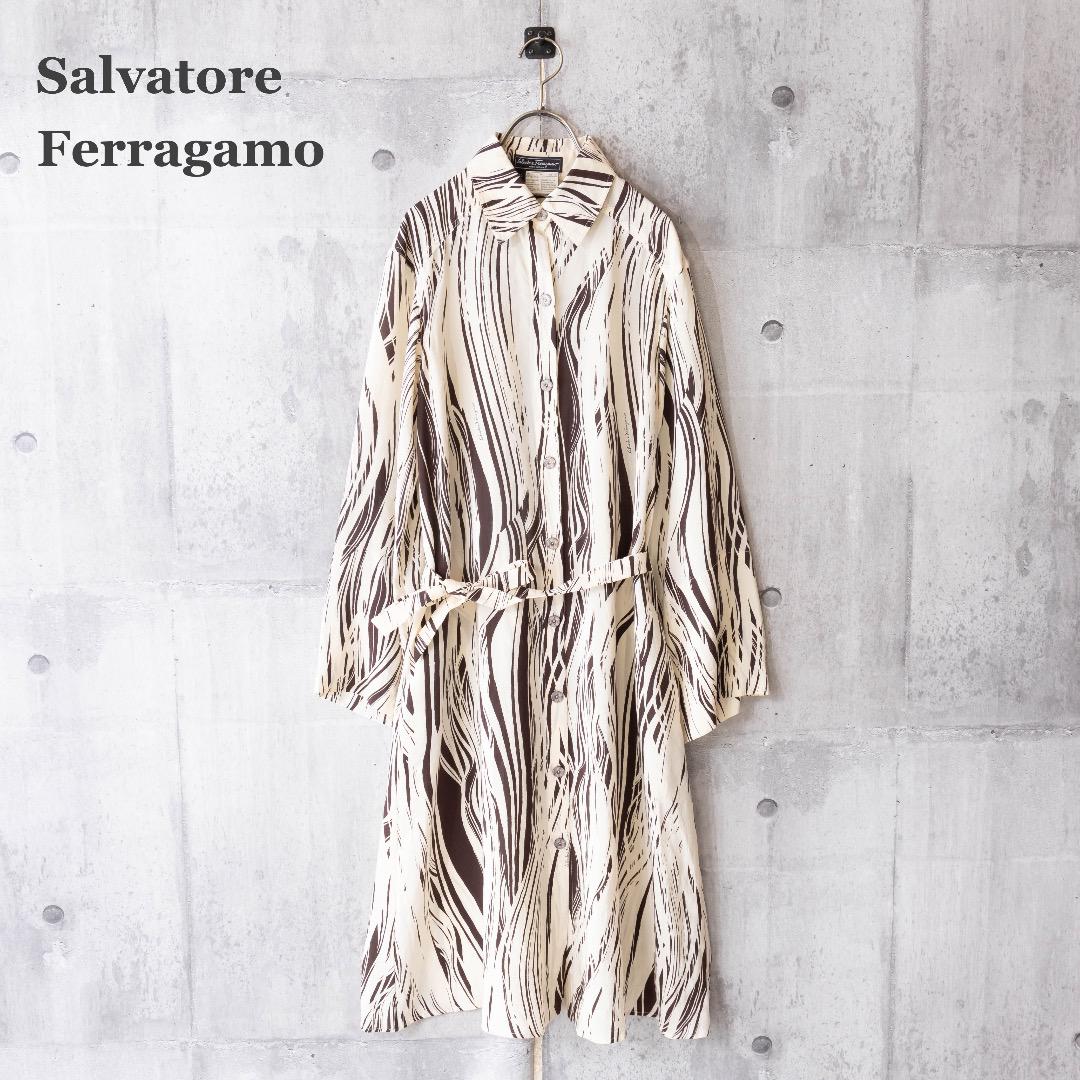 郵送買取 新品5台以上送料無料キャンペーン中！！  試着のみSalvatore シルクロングワンピース Ferragamo ワンピース