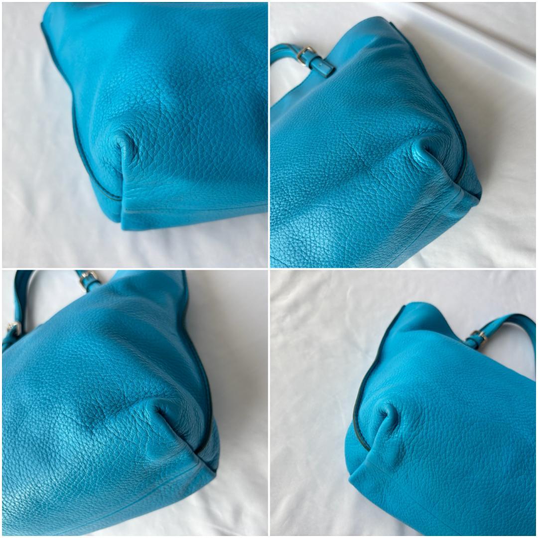 美品 トッズ 2way レザー トートバッグ 上品カラー お洒落 レザー ブルー