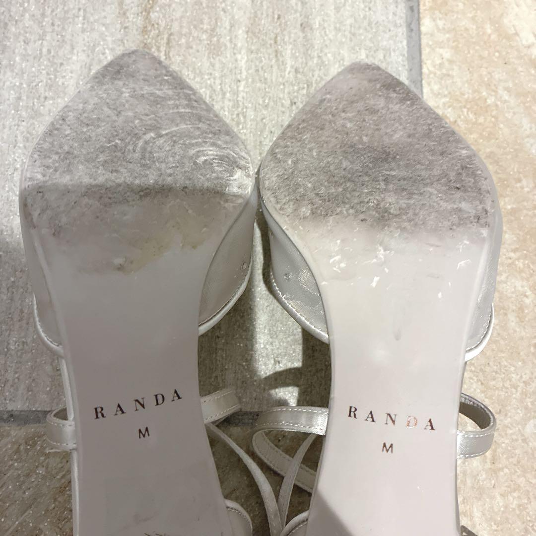 RANDA ランダ クロスストラップビジューパンプス ビジュー パンプス M 白