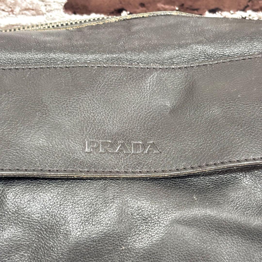 PRADA✨プラダ ロゴ レザー ショルダー トート バッグ ブラック 黒