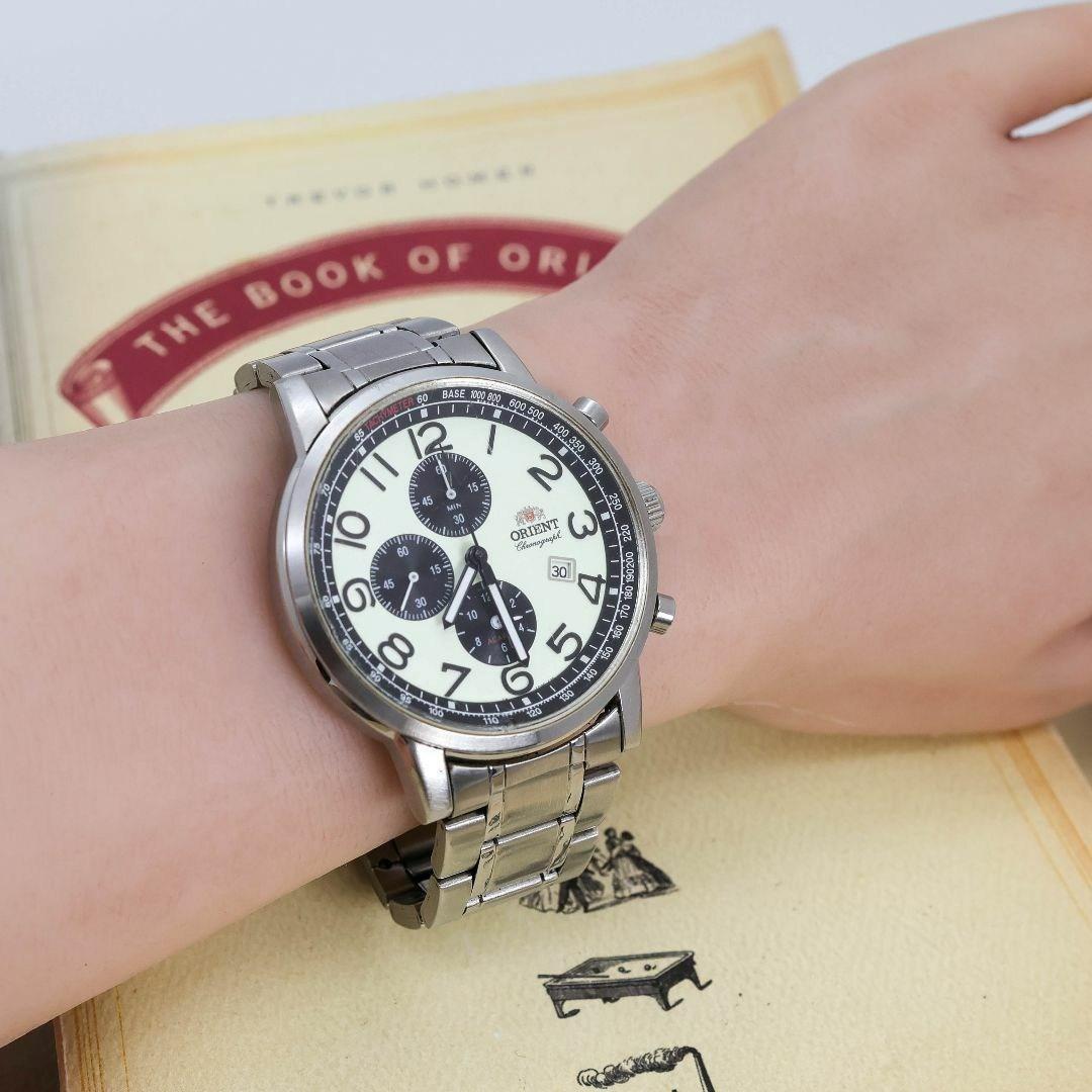 稼働 ORIENT 腕時計 クロノグラフ メンズ 新品電池 ラウンド 1997