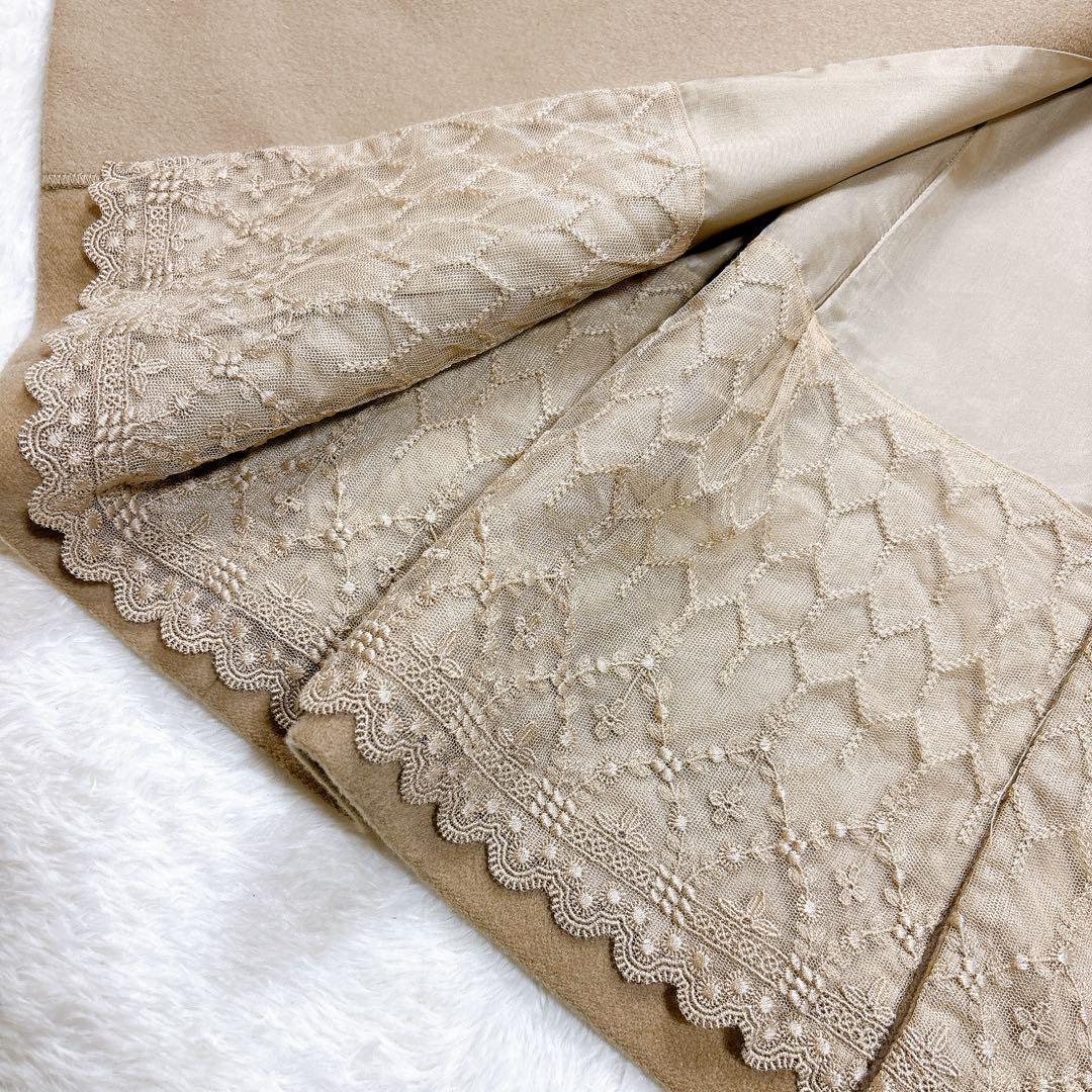 FOXEY フォクシー ロングコート レース 水牛釦 カシミヤ100%
