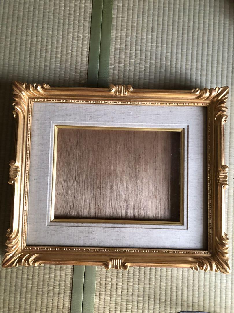 空額 額縁  木製装飾額 油彩用　金彩(ゴールド) 額装 空額 額縁 SM号 油彩用 木製装飾額 金彩(ゴールド) 額装 木地 ガラス