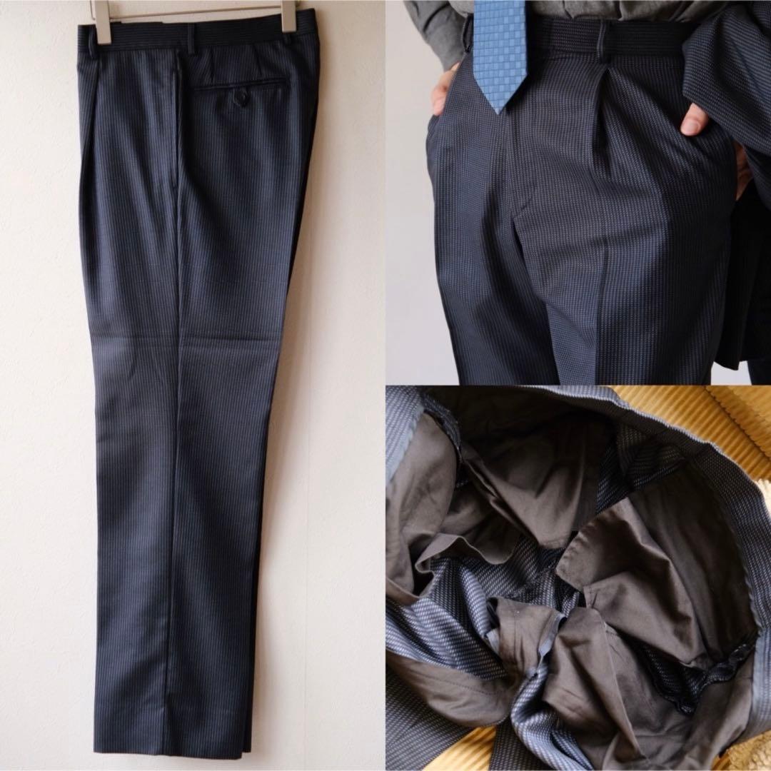 極美品GIANNI VERSACEヴェルサーチクチュールウールシルクスーツ紺48 極美品GIANNI VERSACEヴェルサーチクチュールウールシルクスーツ紺48