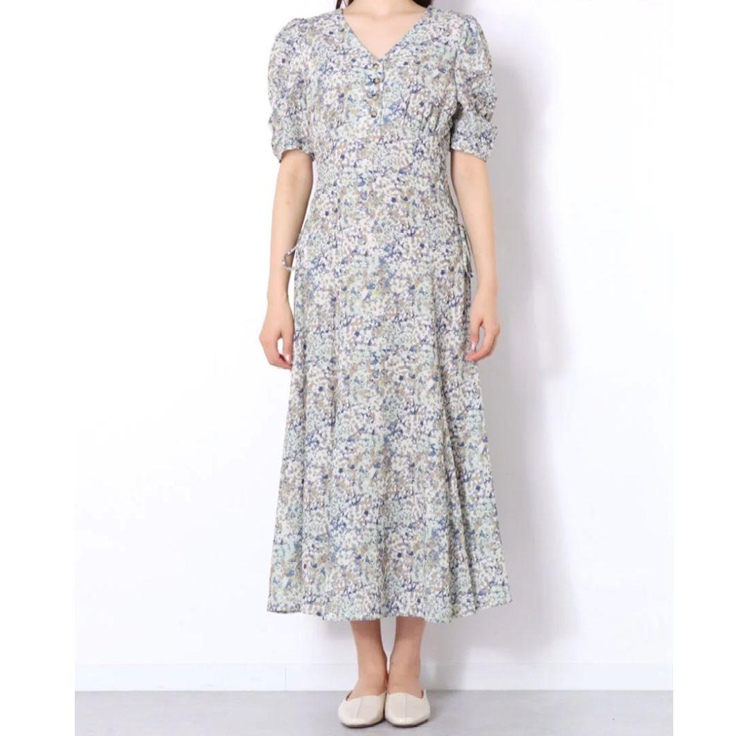 新品タグ付き Mystrada 小花サイドレースアップワンピース 36