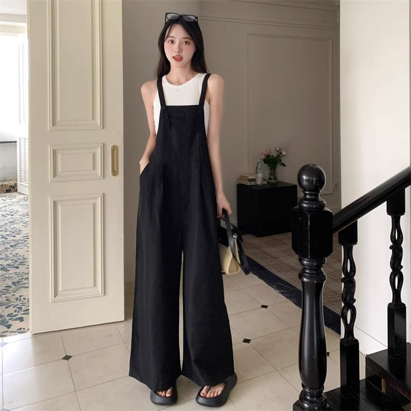 オーバーオール トレンド ワイド ストレート 春 夏 黒色