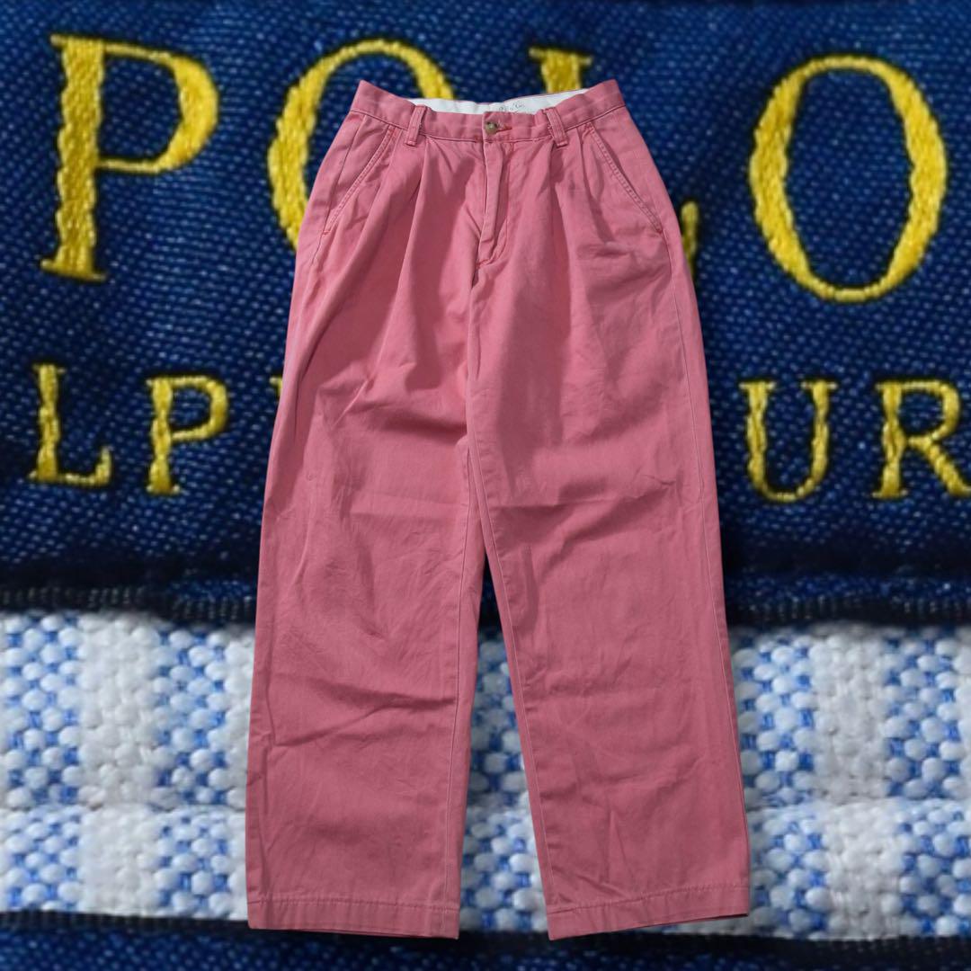 POLO RALPH LAUREN ツータック スラックス ピンク リサイズ済み