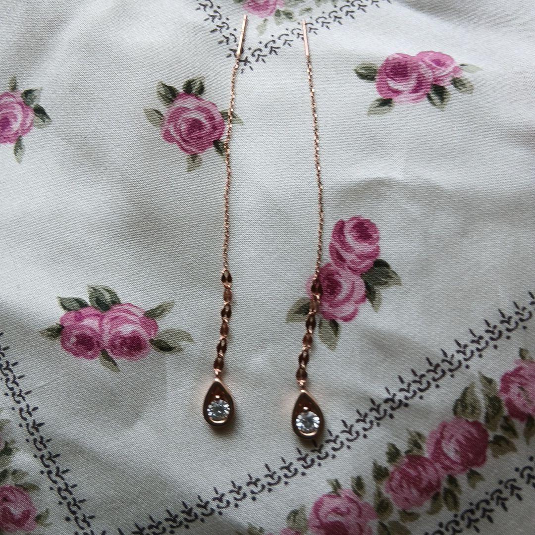 美品ゴールド ロングチェーン ピアス