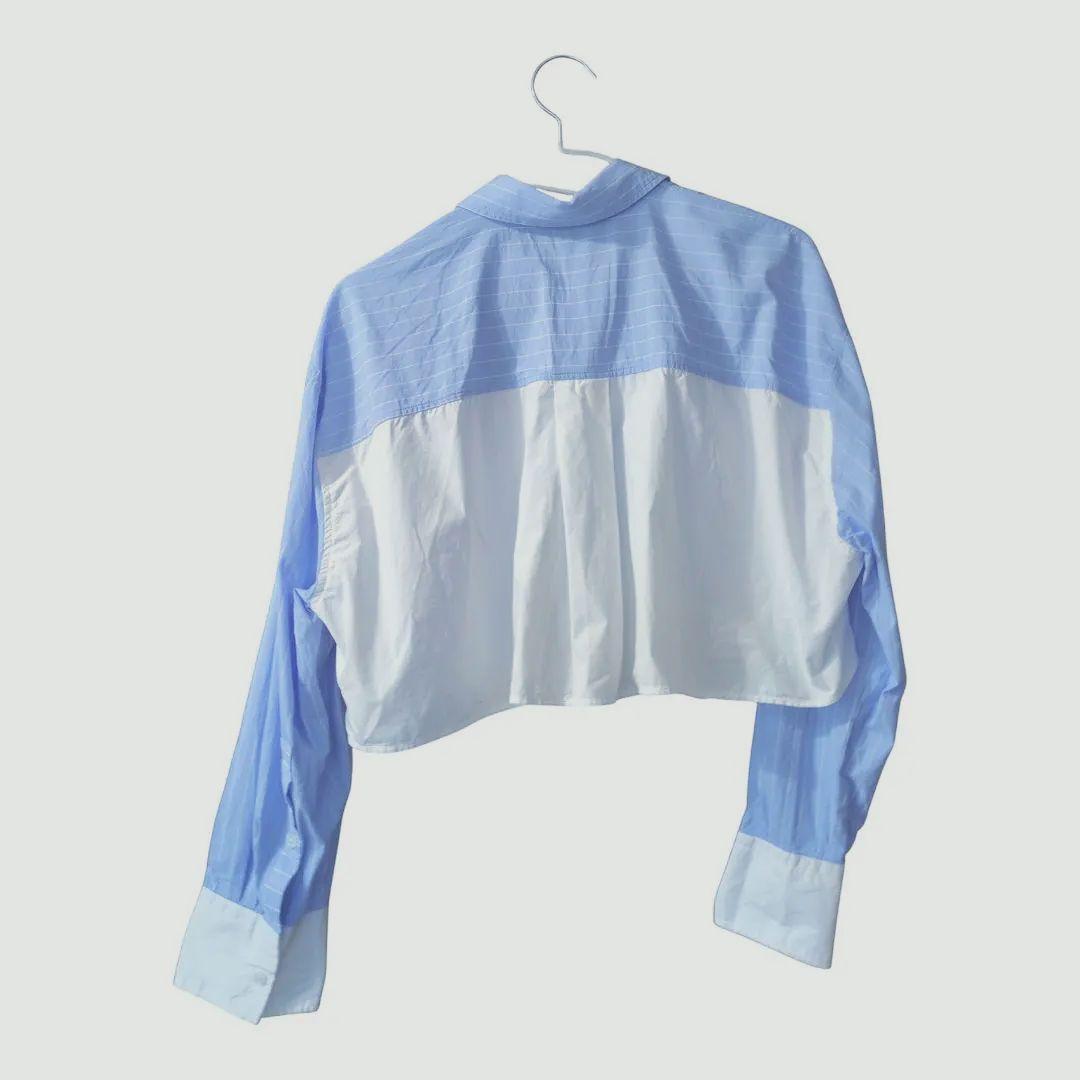 ZARA - ZARA クロップドシャツ Mサイズ 水色の通販 by 7 ｜ザラ
