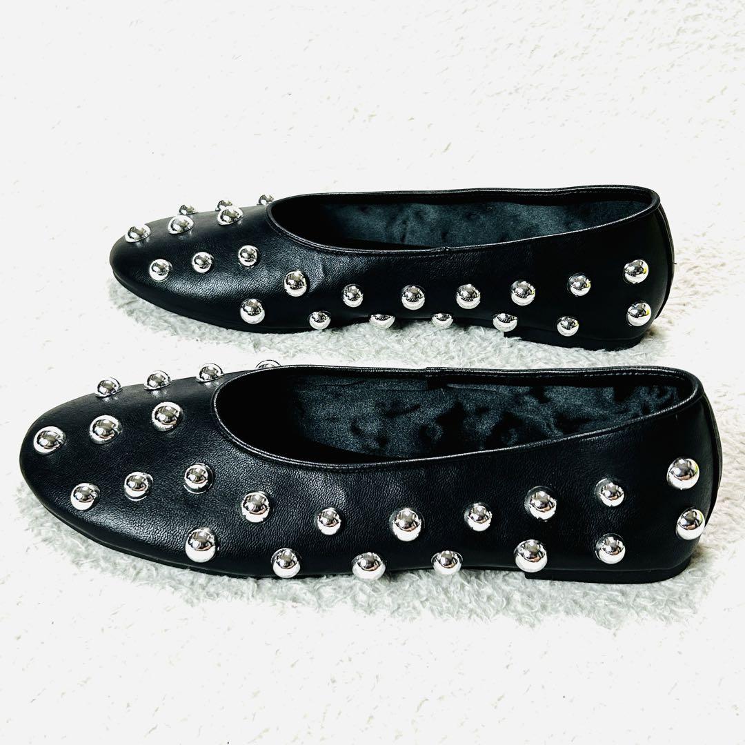 黒 レザー フラットシューズ 星型スタッズ JIMMY CHOO Jimmy Choo ジミーチュウ パンプス MODELL FLAT NWF
