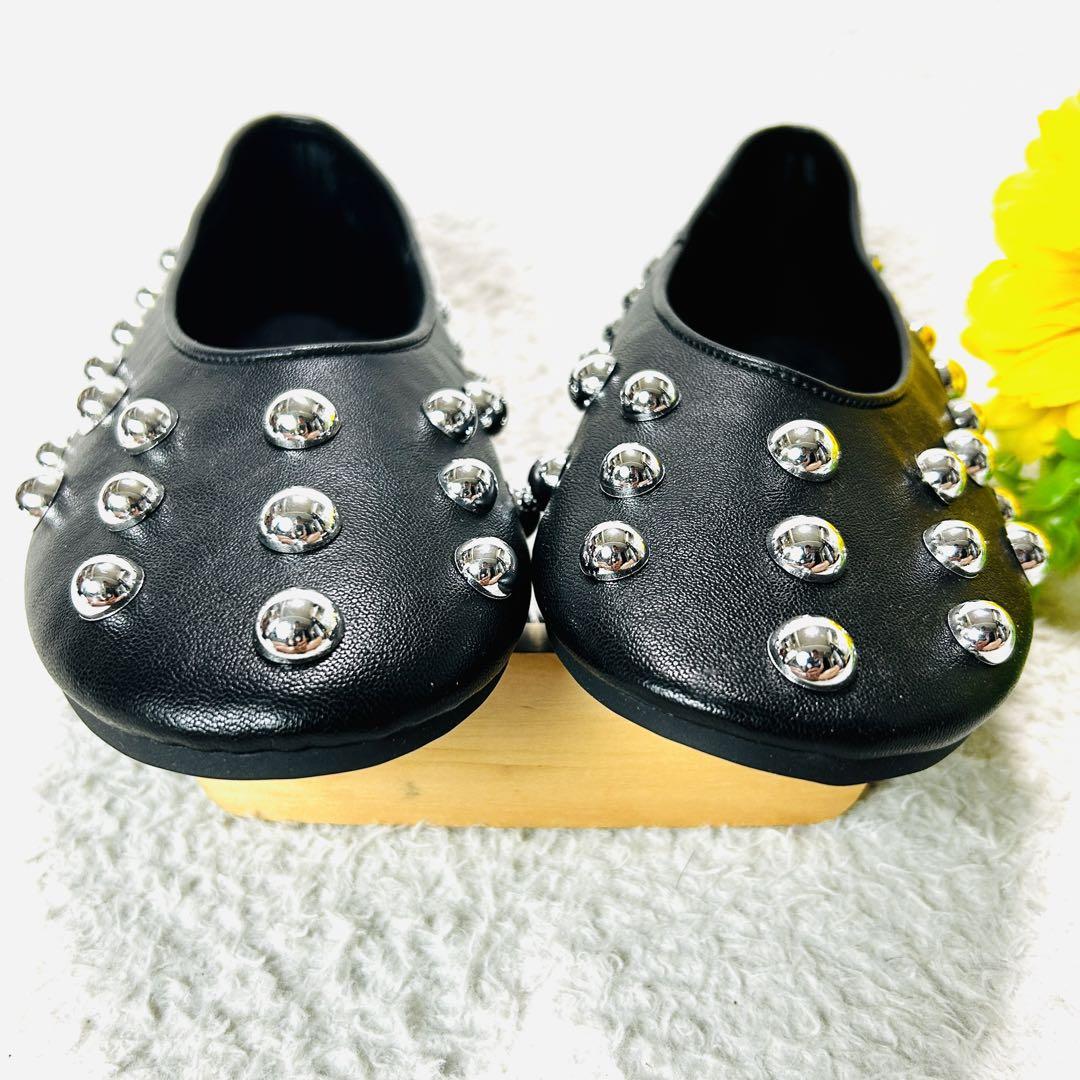 黒 レザー フラットシューズ 星型スタッズ JIMMY CHOO Jimmy Choo ジミーチュウ パンプス MODELL FLAT NWF