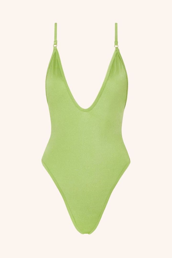 ライムグリーン Vネック ワンピース水着 gooseberry swim ライムグリーン Vネック ワンピース水着 gooseberry swim