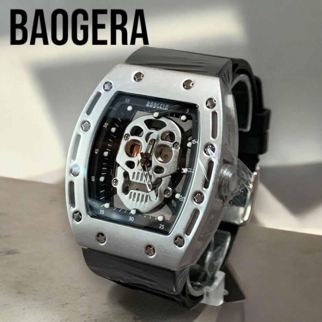 R111◻️新品⊶正規品 BAOGELA バオジェラ 腕時計 クォーツ スカル