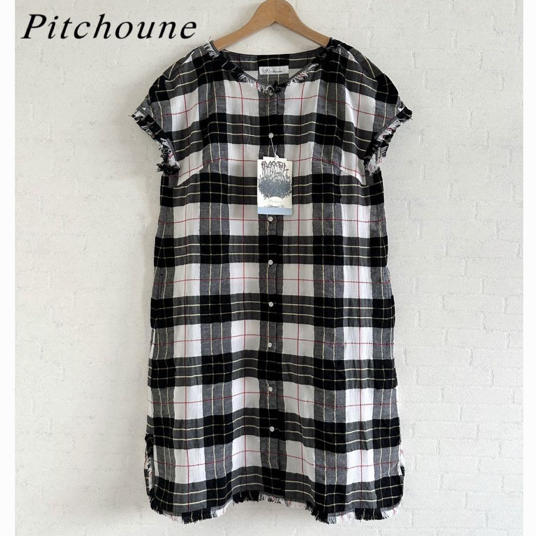 Pitchoune(ピッチュン) コットン リネン チェック ワンピース