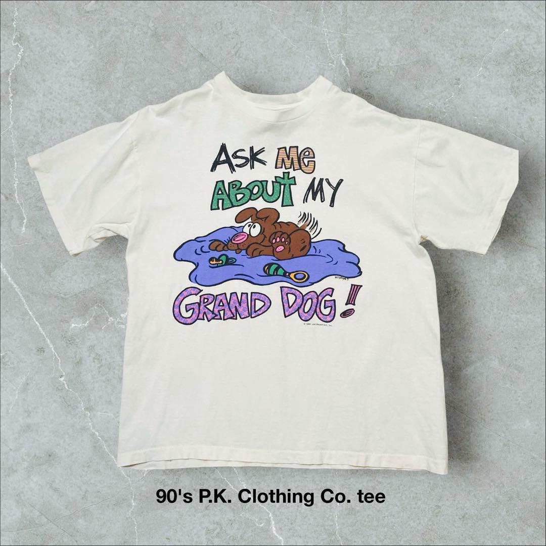 90's P.K. Clothing Co. artTシャツシングルステッチ犬