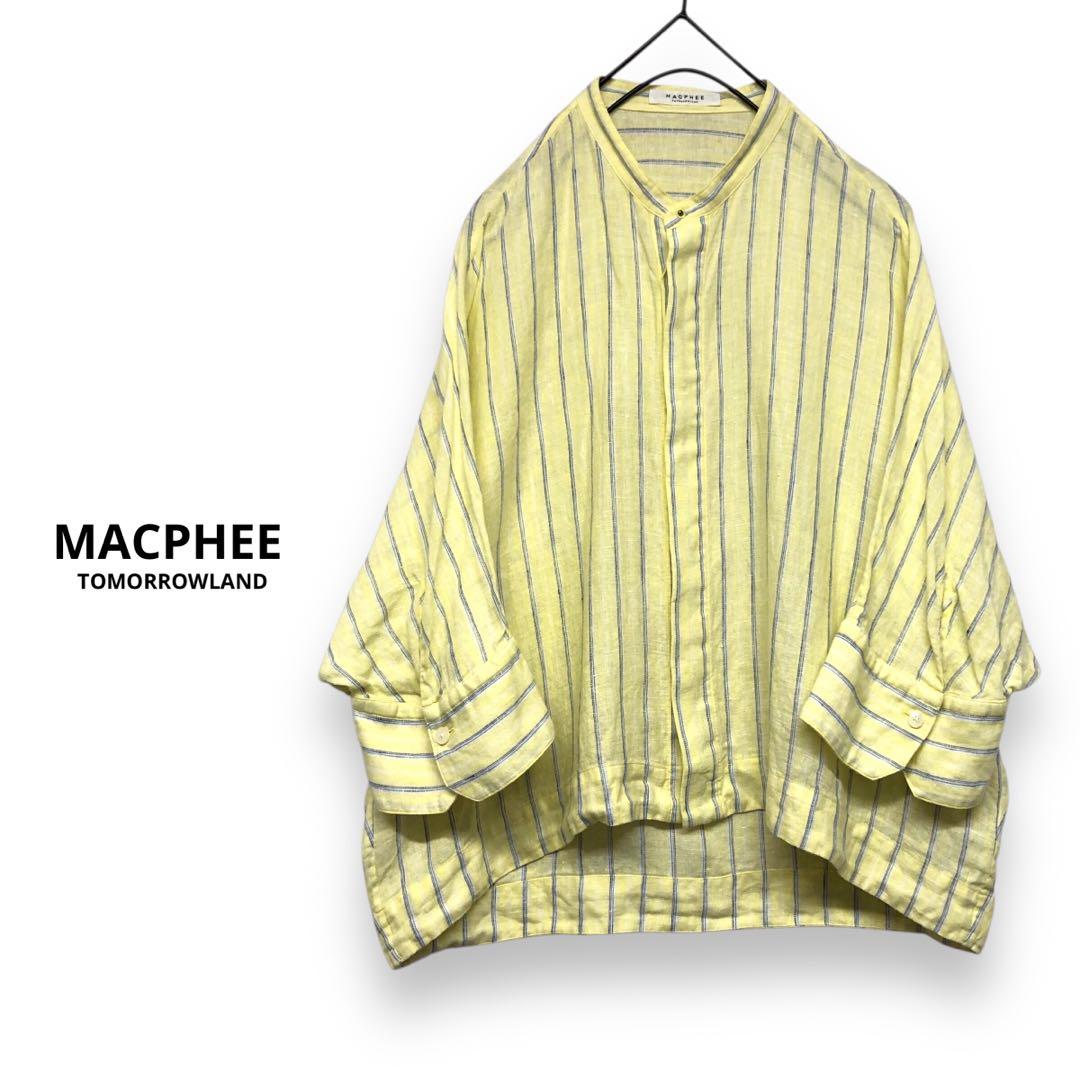 定価¥14,300 マカフィー ベルギーリネン バンドカラーハーフスリーブシャツ