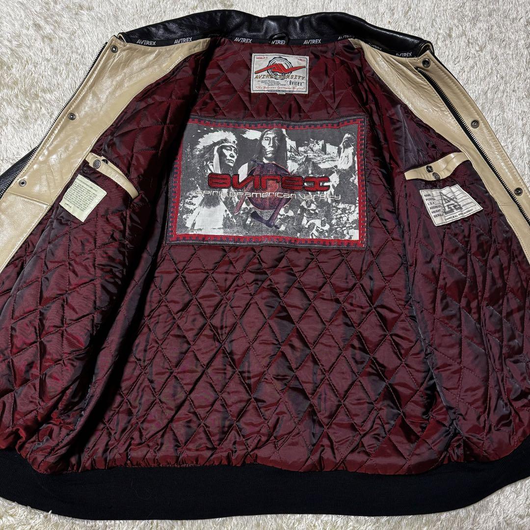 XXLサイズ AVIREX レザージャケット スタジャン VARSITY 羊革