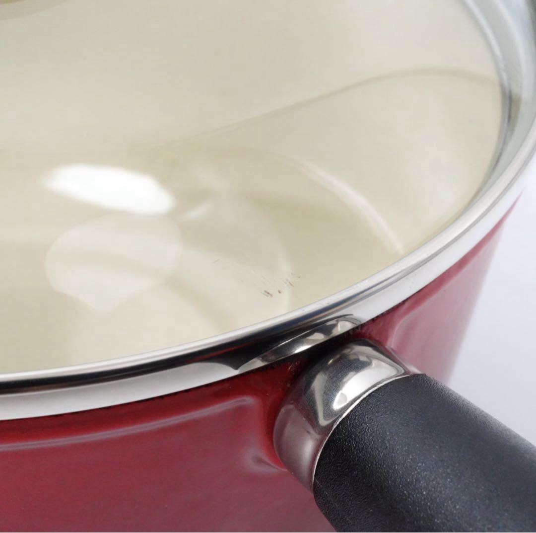 【美品】LE CREUSET　ソースパン　チェリーレッド　19cm パパライン